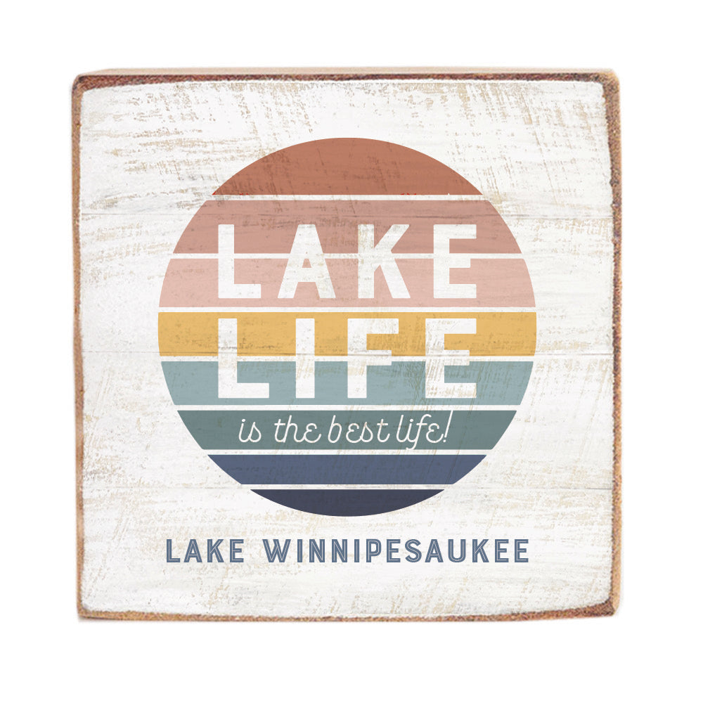 Lake Life Personalized Square Block Sign