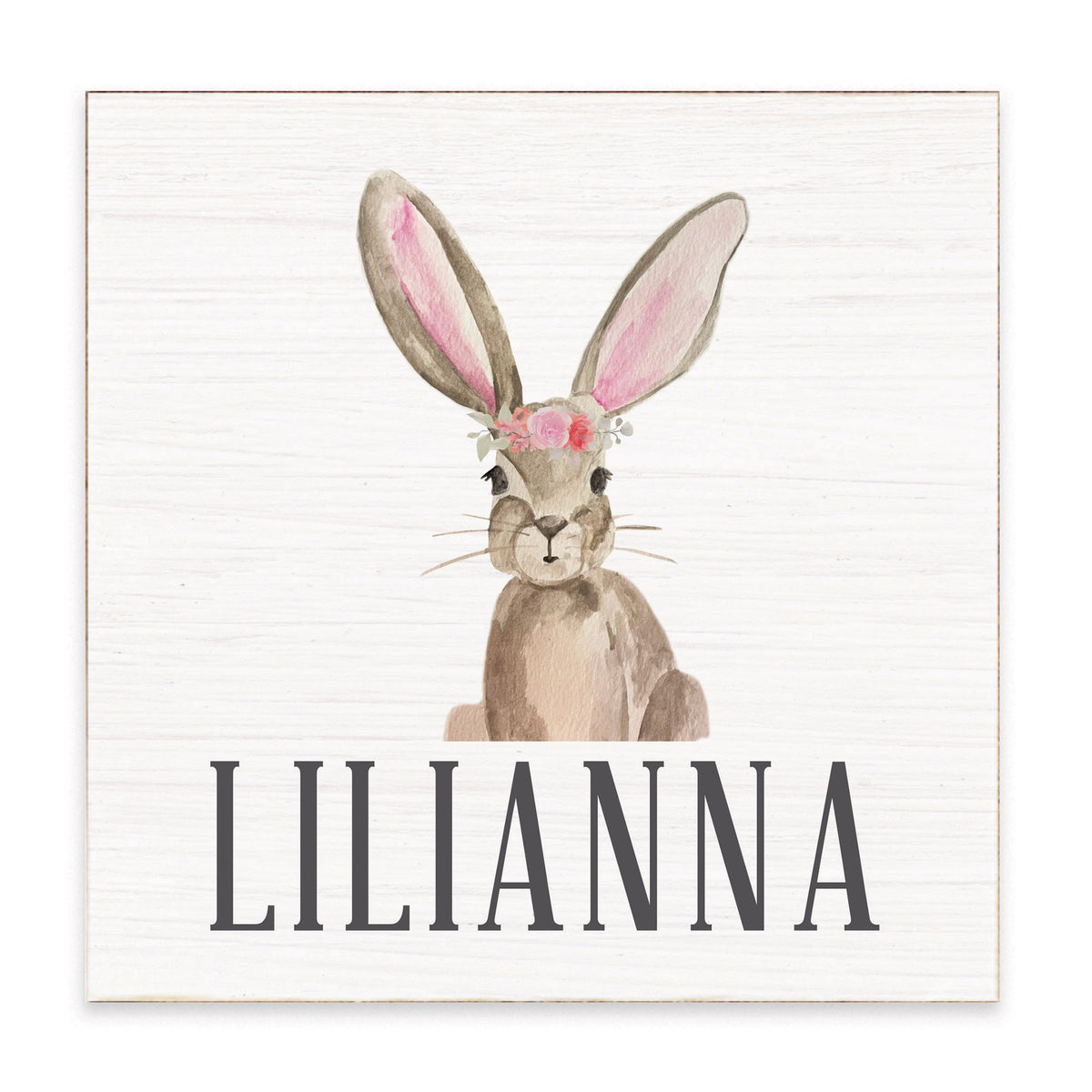 Floral Bunny Personalized Block Sign