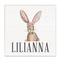 Floral Bunny Personalized Block Sign