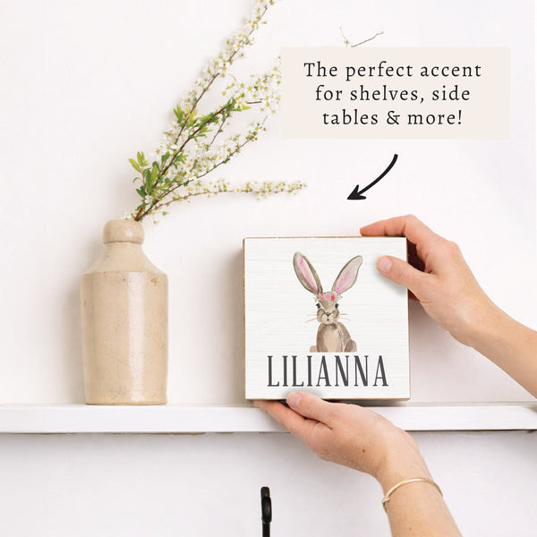 Floral Bunny Personalized Block Sign