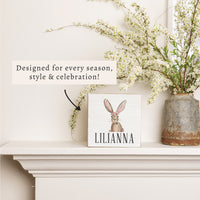 Floral Bunny Personalized Block Sign