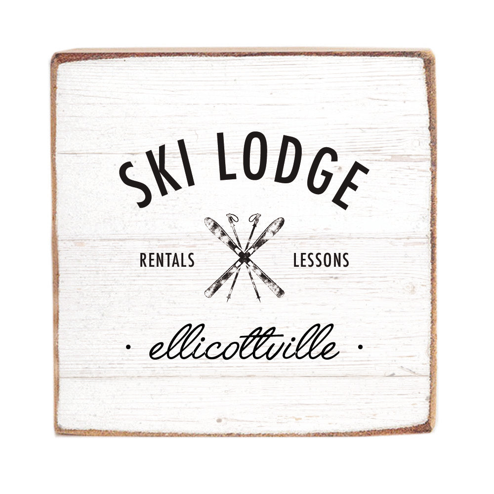 Ski Lodge Rentals Lessons Personalized Block Sign