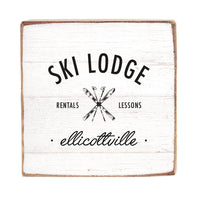 Ski Lodge Rentals Lessons Personalized Block Sign