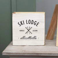 Ski Lodge Rentals Lessons Personalized Block Sign