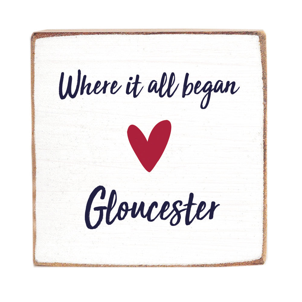 Where it all Began Heart Personalized Square Block Sign