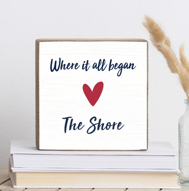 Where it all Began Heart Personalized Square Block Sign