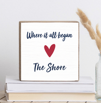 Where it all Began Heart Personalized Square Block Sign
