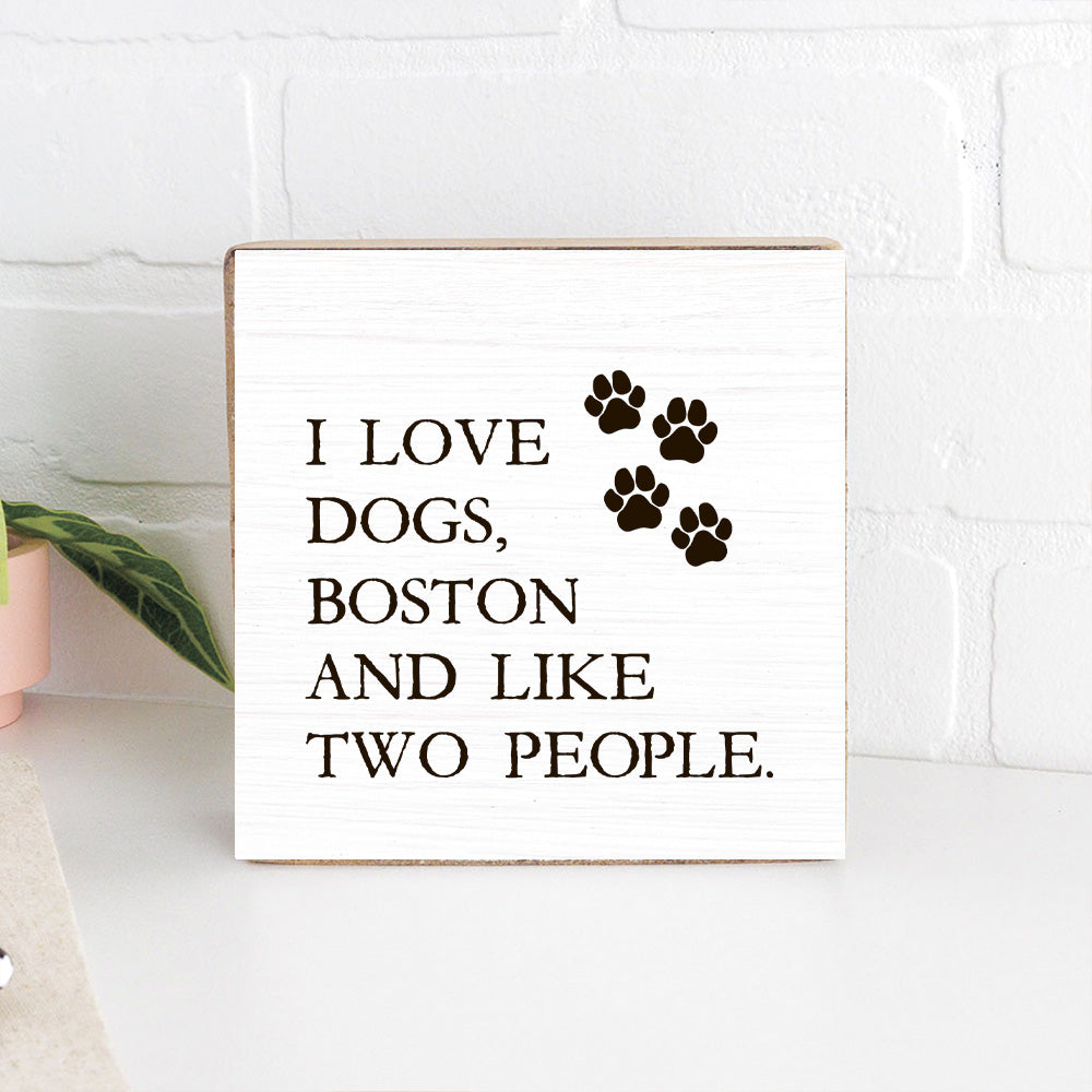 I Love Dogs Personalized Square Block Sign