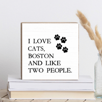 I Love Cats Personalized Block Sign