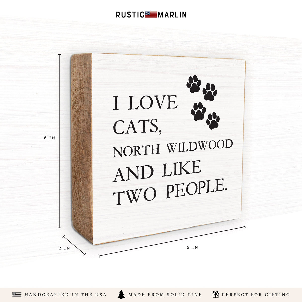 I Love Cats Personalized Block Sign