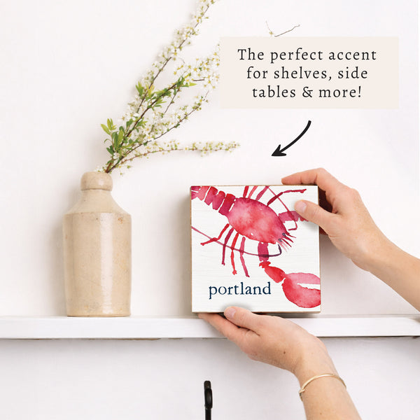 Watercolor Lobster Personalized Block Sign