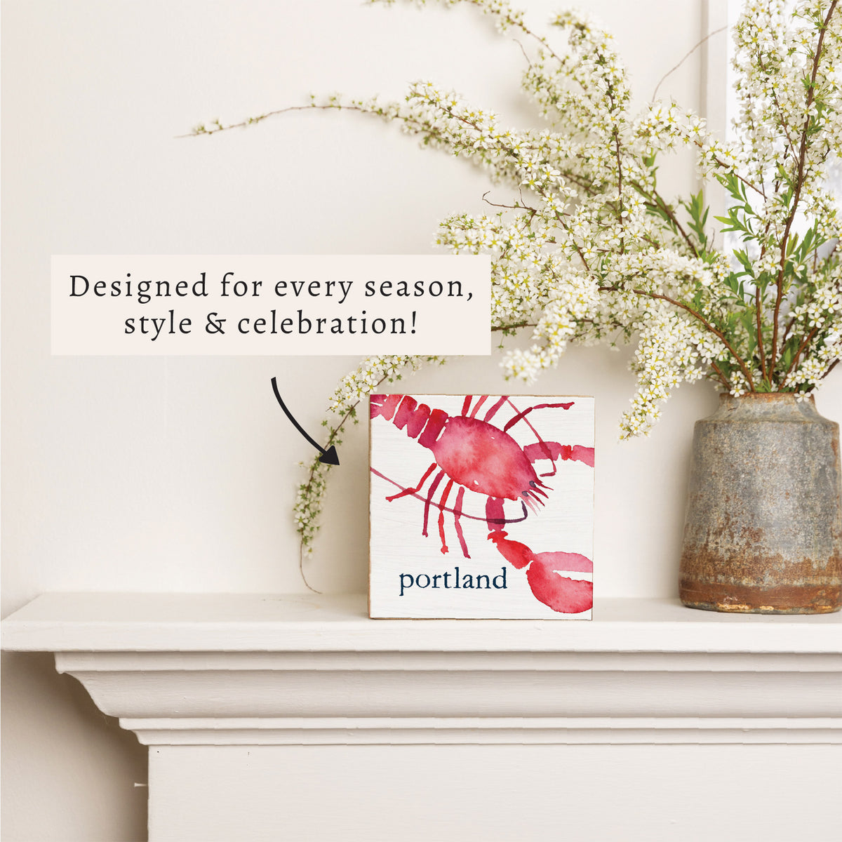 Watercolor Lobster Personalized Block Sign