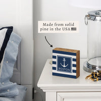 Anchor Stripes Personalized Block Sign