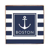 Anchor Stripes Personalized Block Sign