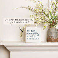 Best Memories Made Here White Personalized Block Sign