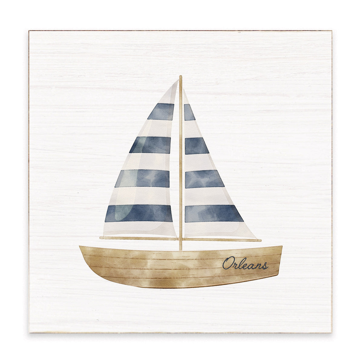 Watercolor Sailboat Personalized Block Sign