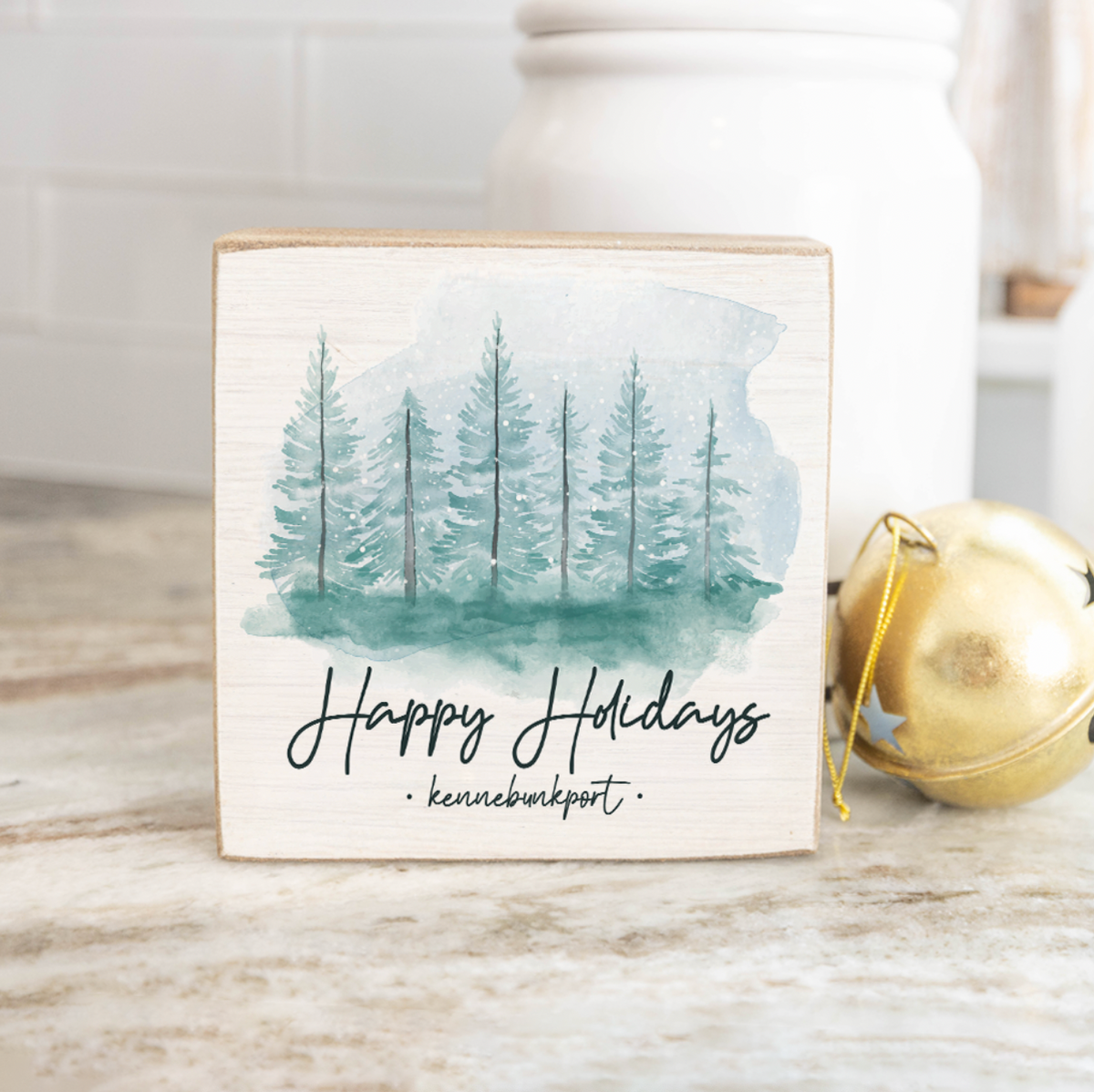 Personalized Happy Holidays Decorative Wooden Block