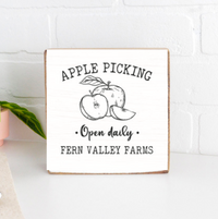 Personalized Open Daily Apple Picking Decorative Wooden Block