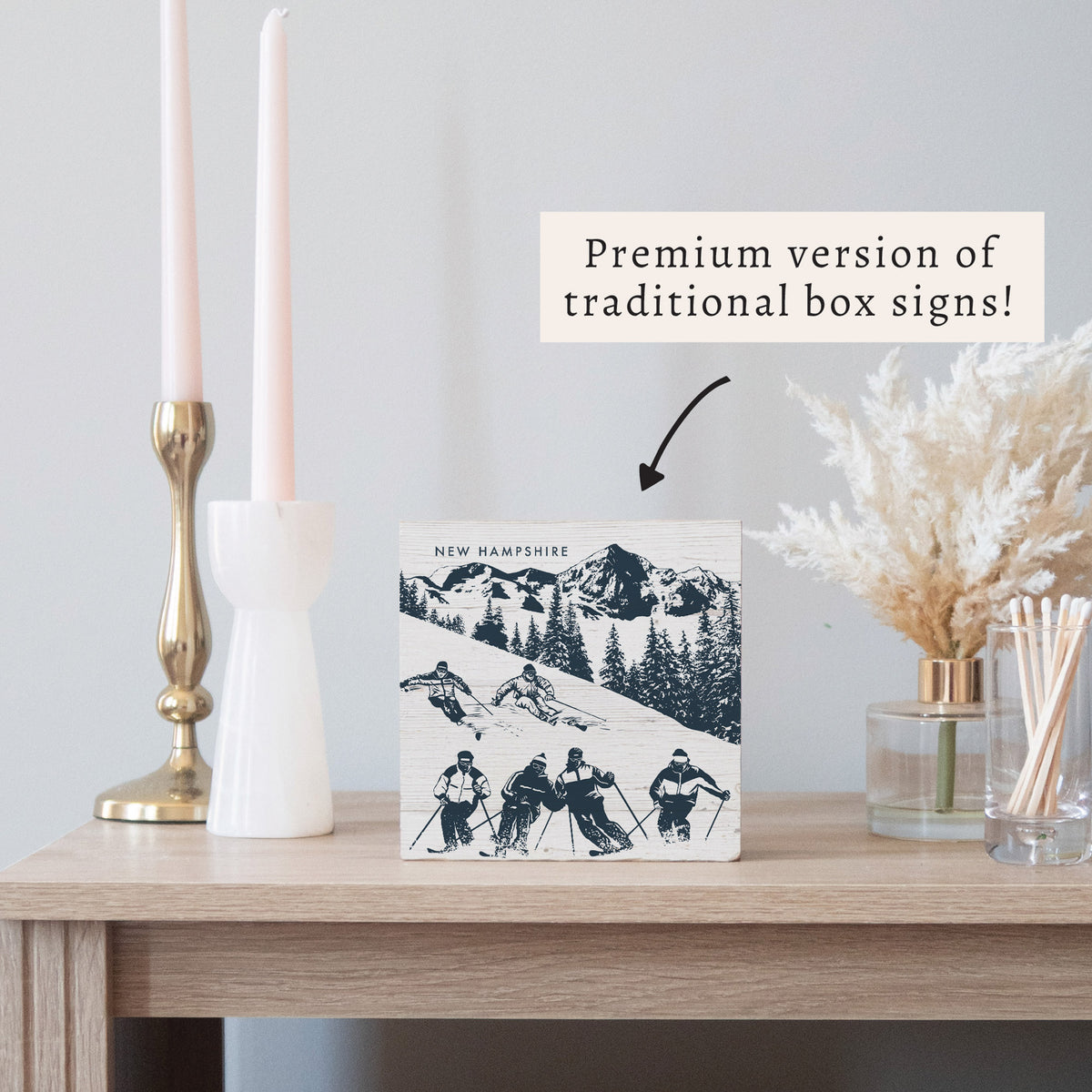 Retro Ski Run Personalized Block Sign