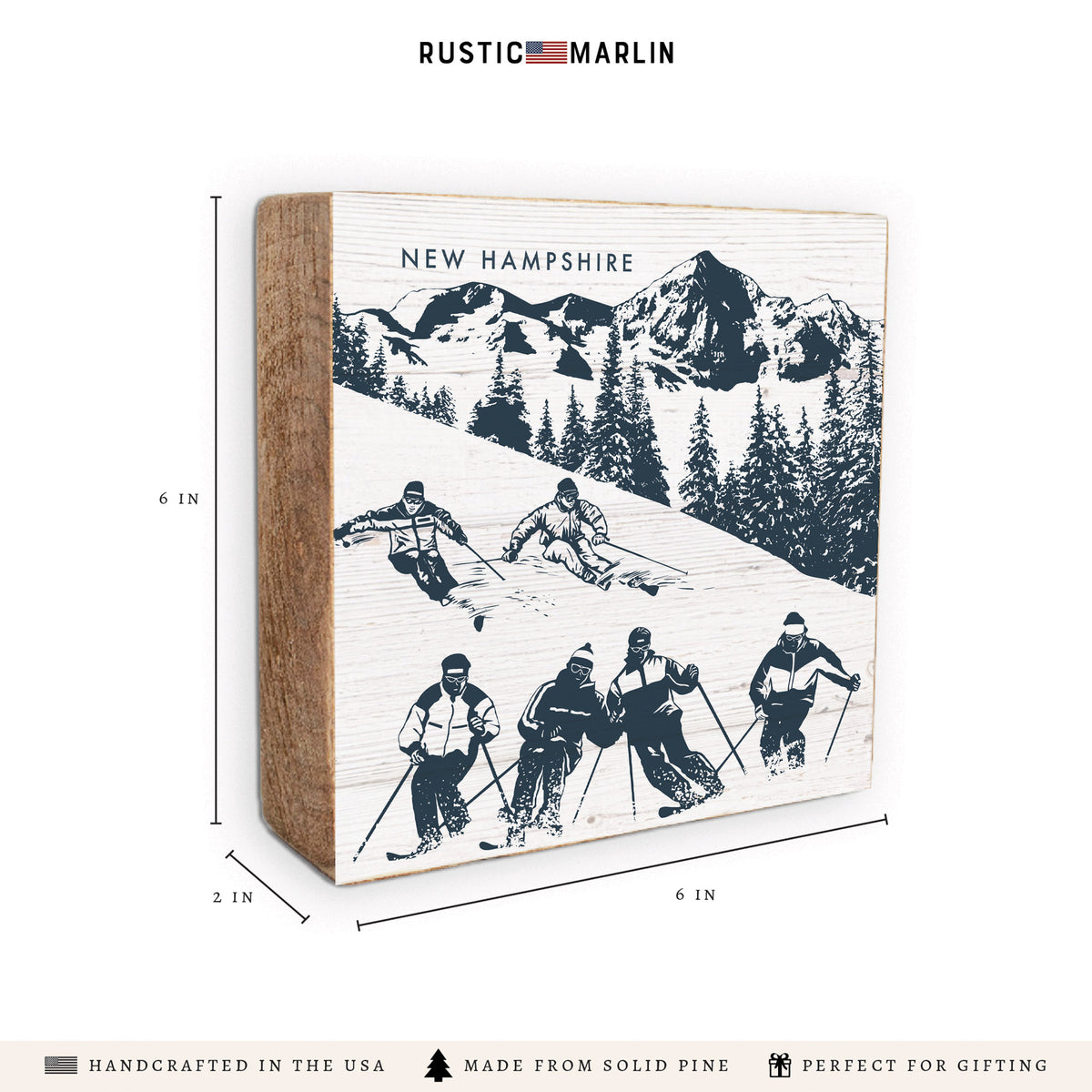 Retro Ski Run Personalized Block Sign