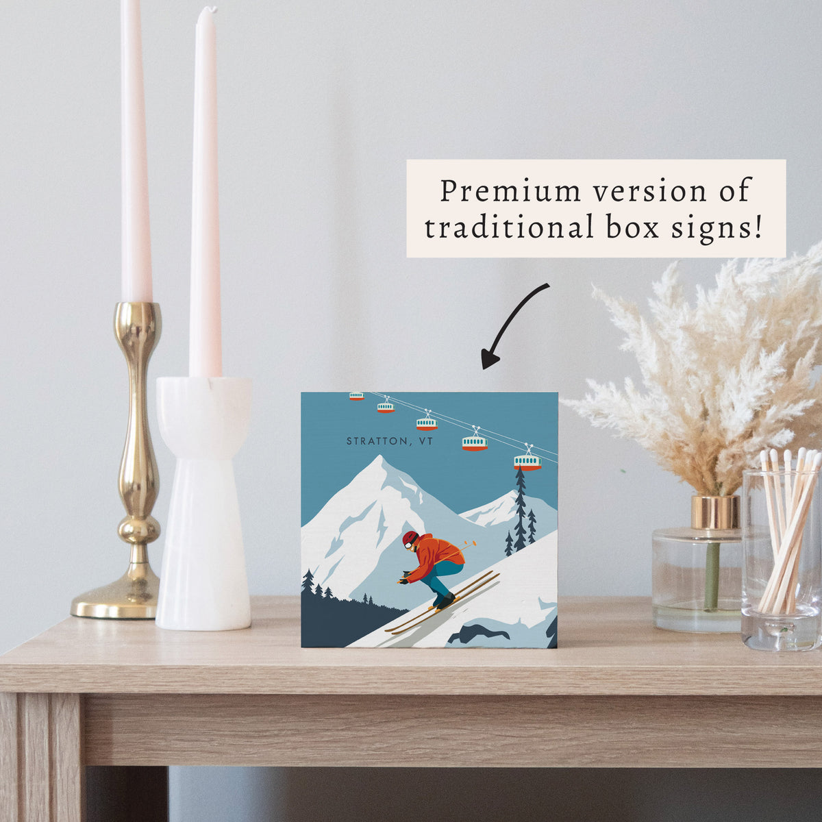 Bluebird Ski Day Personalized Block Sign