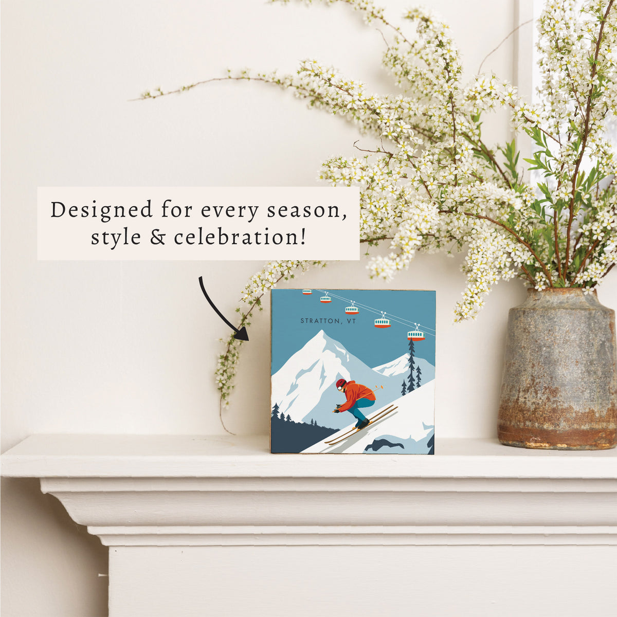 Bluebird Ski Day Personalized Block Sign