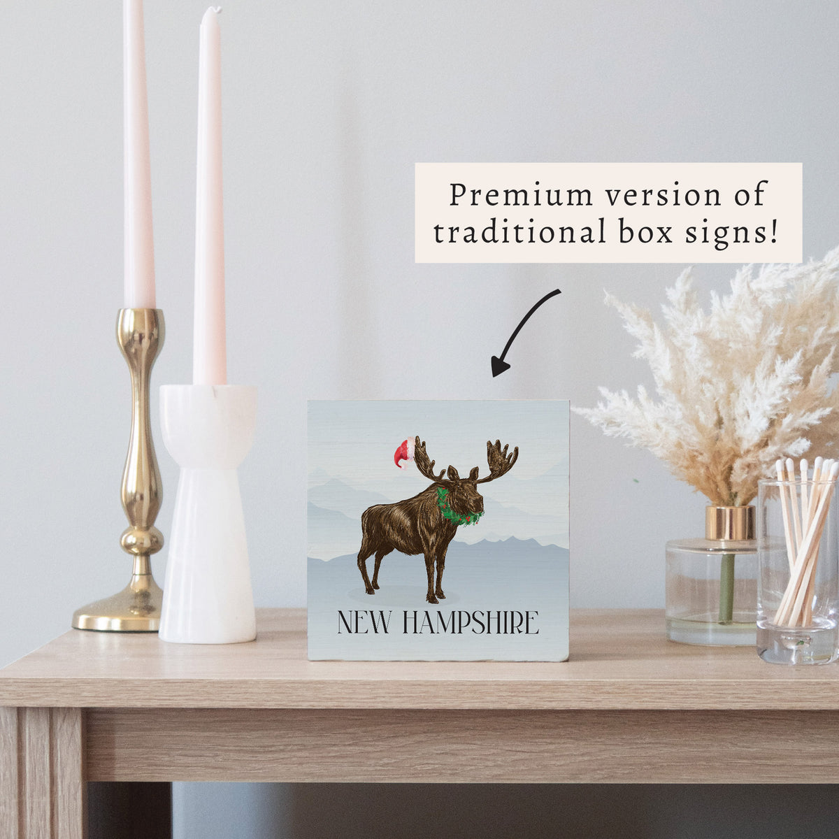 Santa Moose Personalized Block Sign