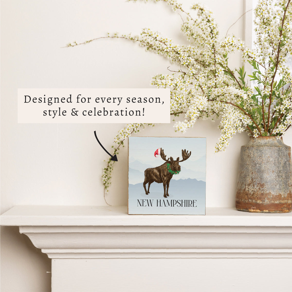 Santa Moose Personalized Block Sign