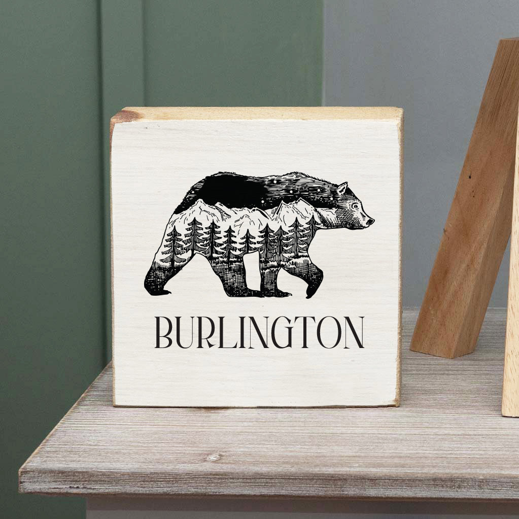 Mountains Bear Personalized Block Sign