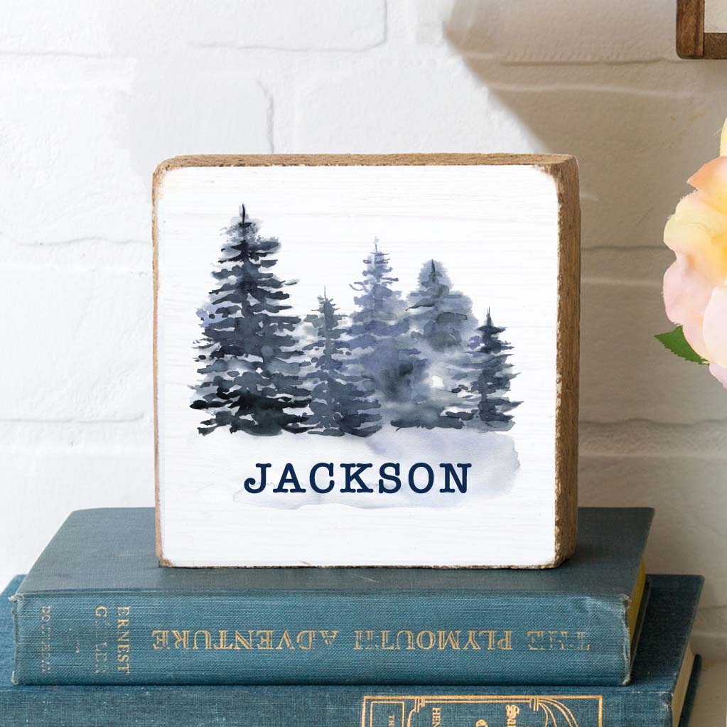 Personalized Winter Woods Decorative Wooden Block