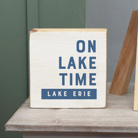 On Lake Time Personalized Square Block Sign