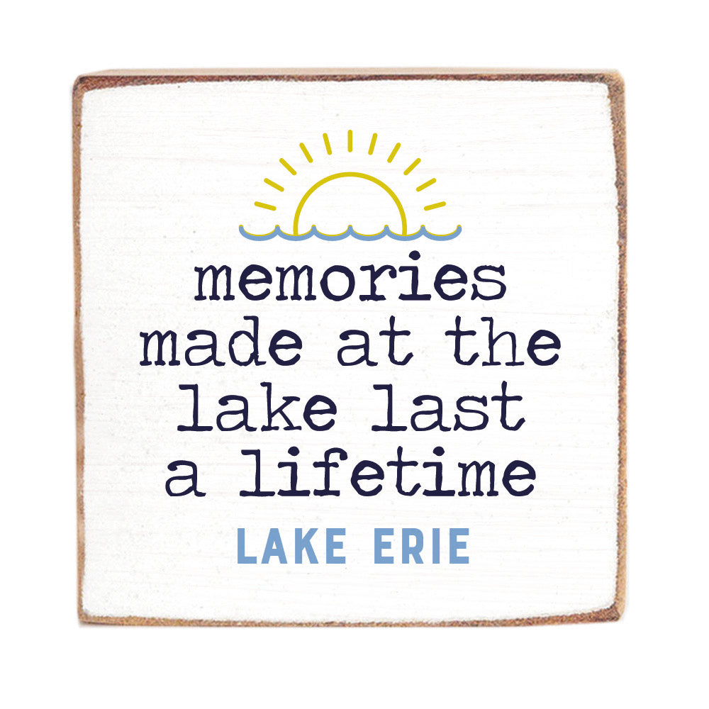 Memories Made At The Lake Last A Lifetime Personalized Square Block Sign