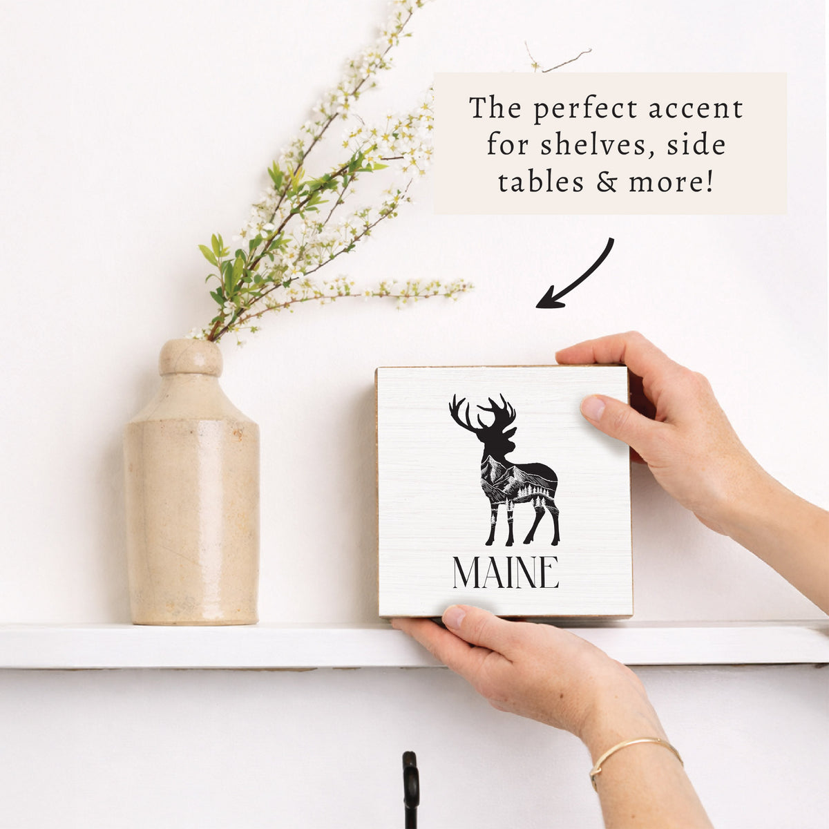 Mountains Deer Personalized Block Sign