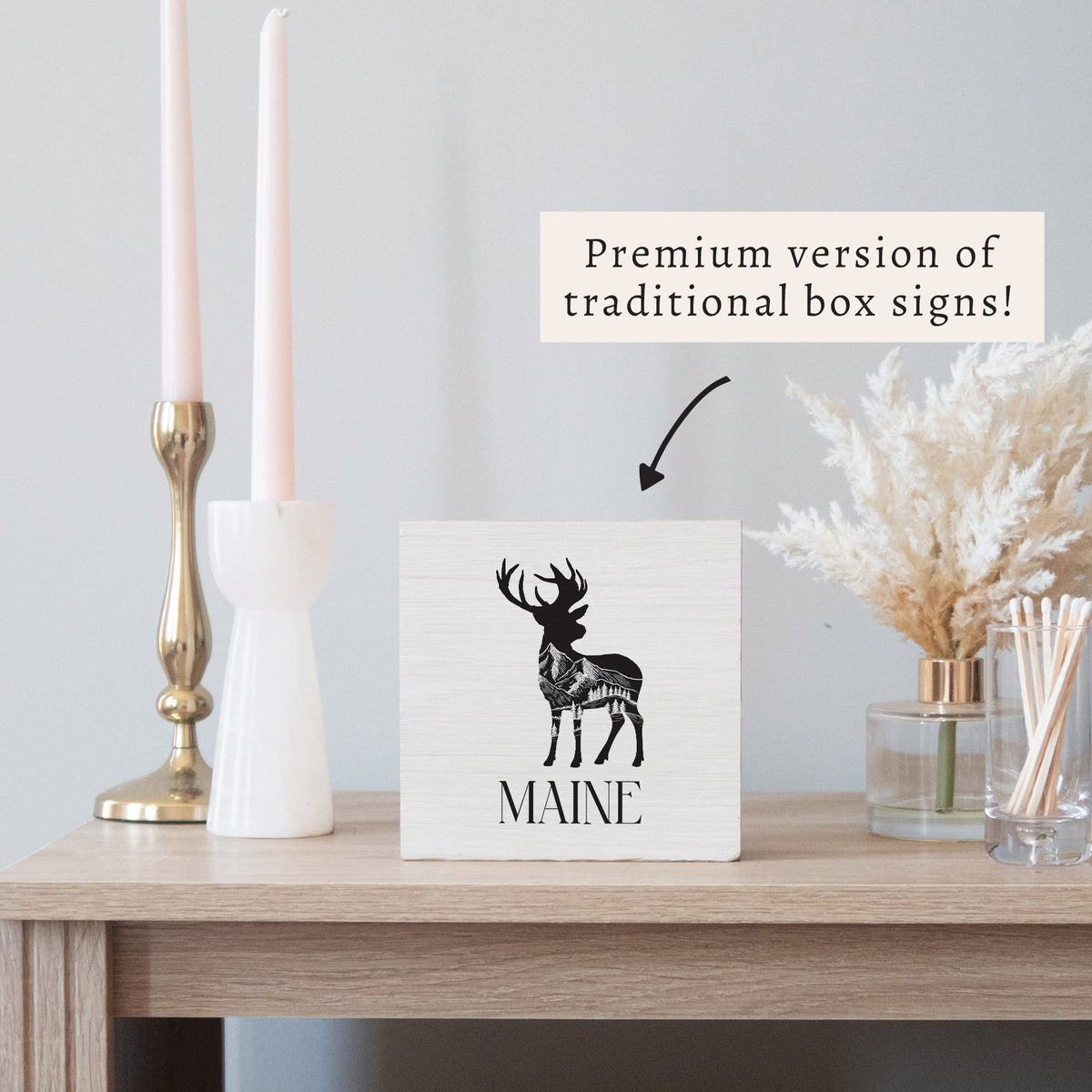 Mountains Deer Personalized Block Sign