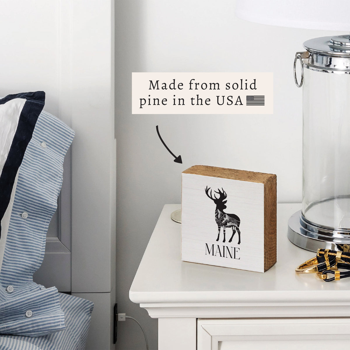 Mountains Deer Personalized Block Sign