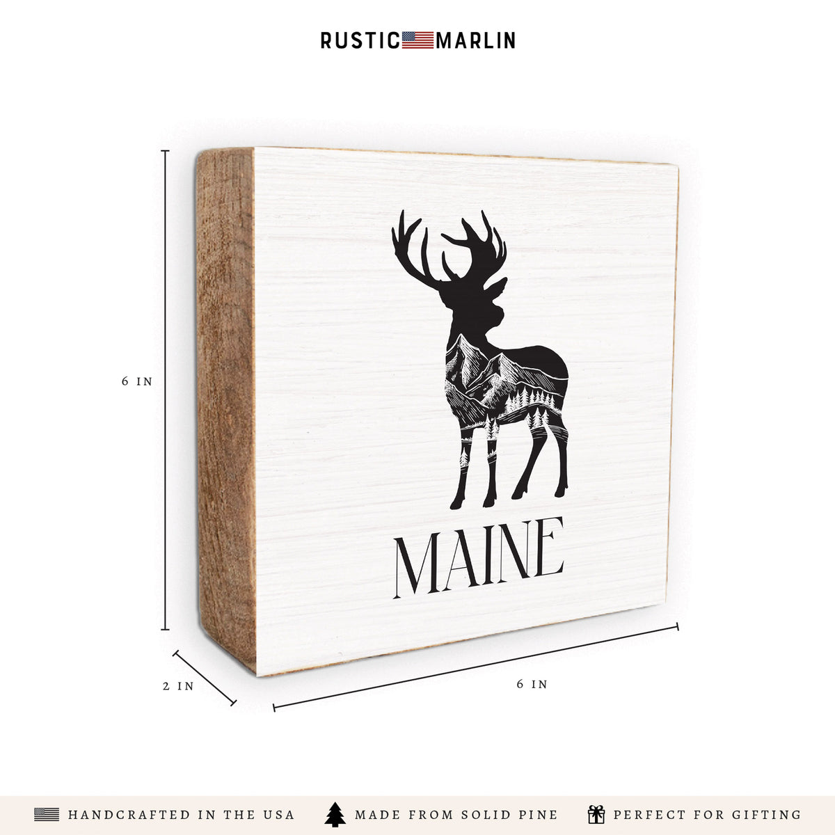 Mountains Deer Personalized Block Sign