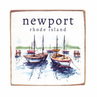 Harbor Sailboats Personalized Block Sign