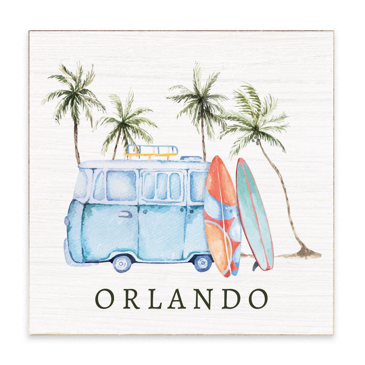 Retro Surf Van Personalized Block Sign