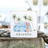 Retro Surf Van Personalized Block Sign