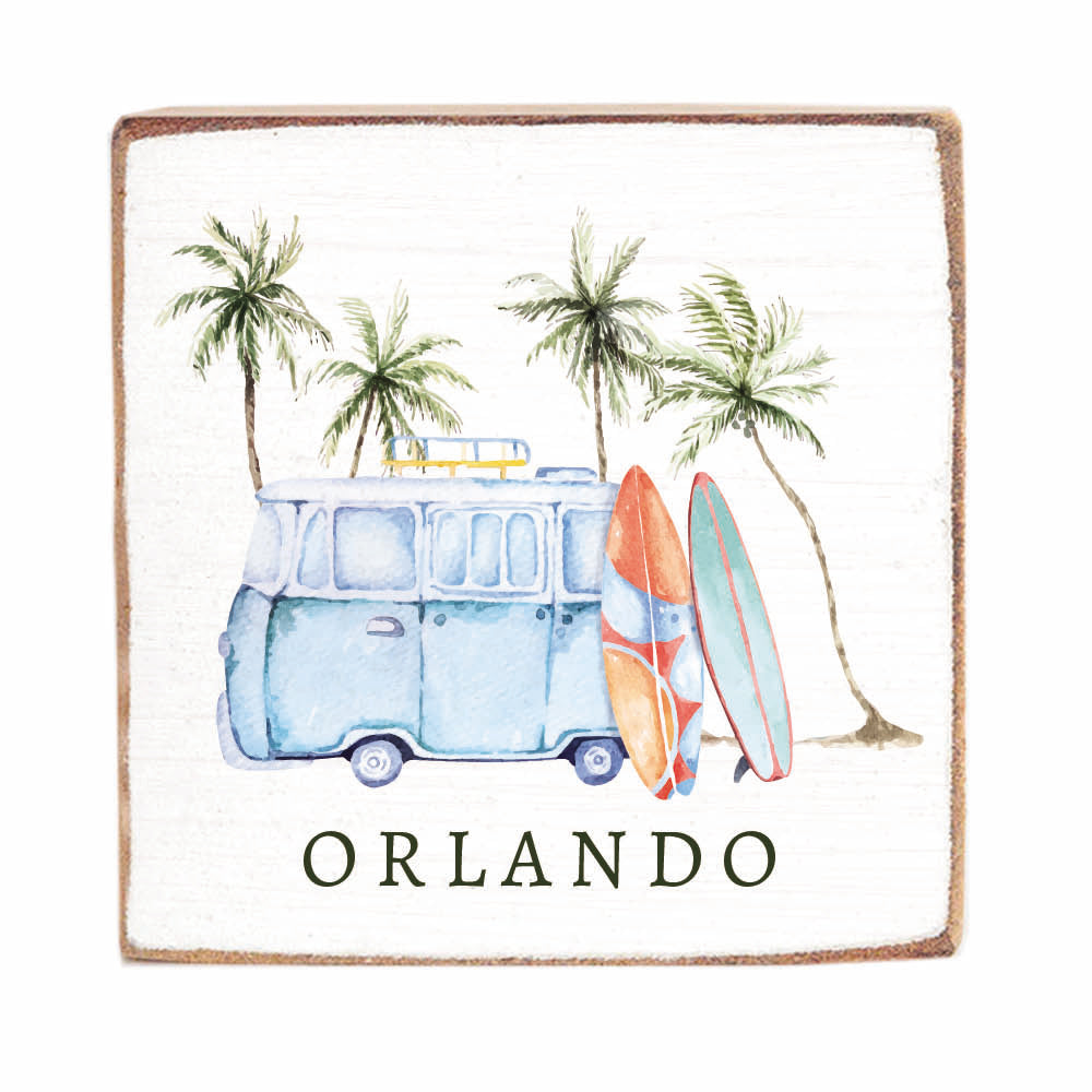 Retro Surf Van Personalized Block Sign
