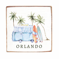 Retro Surf Van Personalized Block Sign