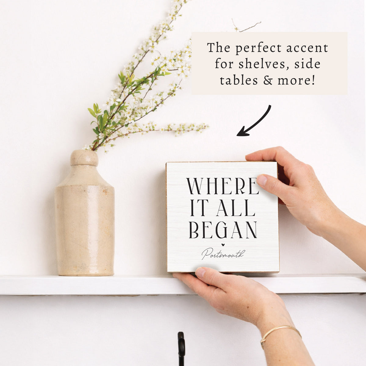 Where It All Began White/Black Personalized Block Sign