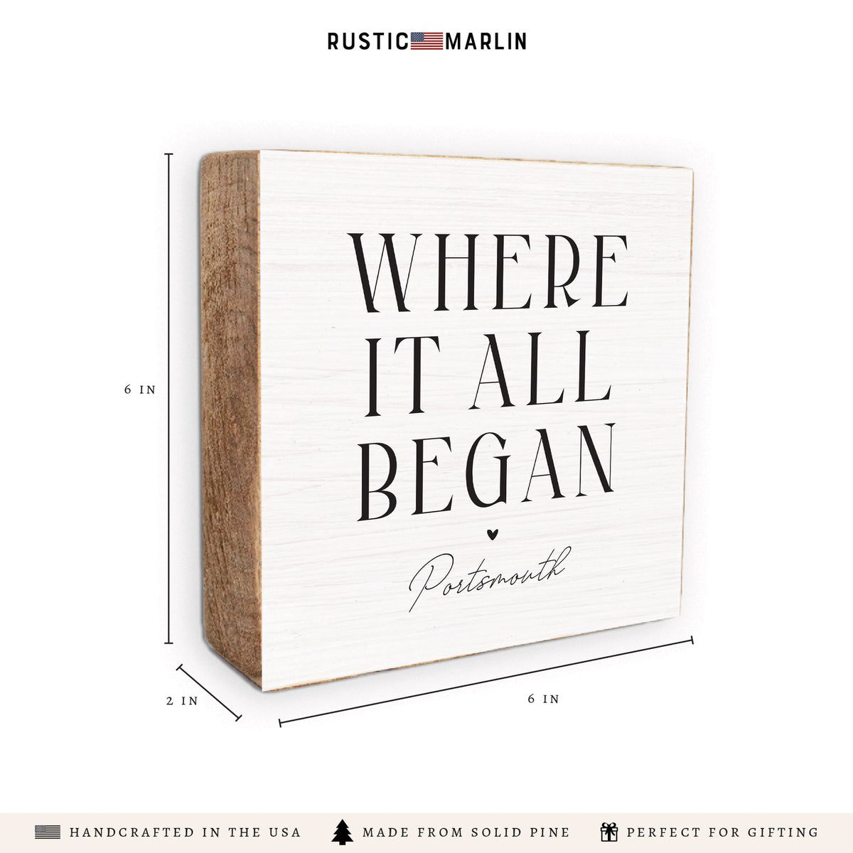 Where It All Began White/Black Personalized Block Sign