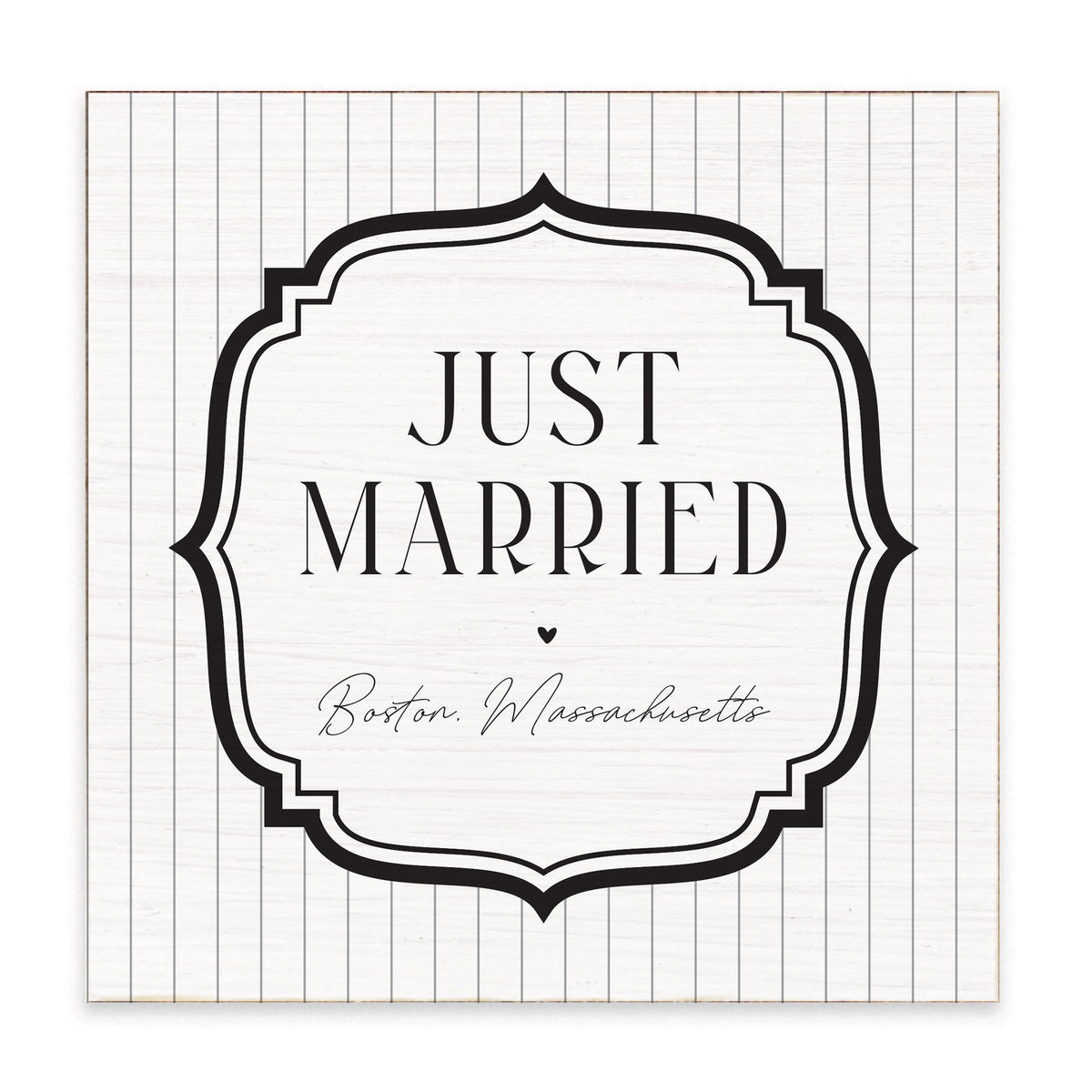 Just Married White/ Black Personalized Block Sign
