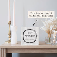 Just Married White/ Black Personalized Block Sign