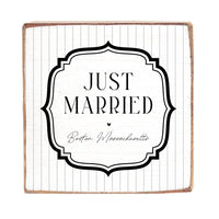 Just Married White/ Black Personalized Block Sign