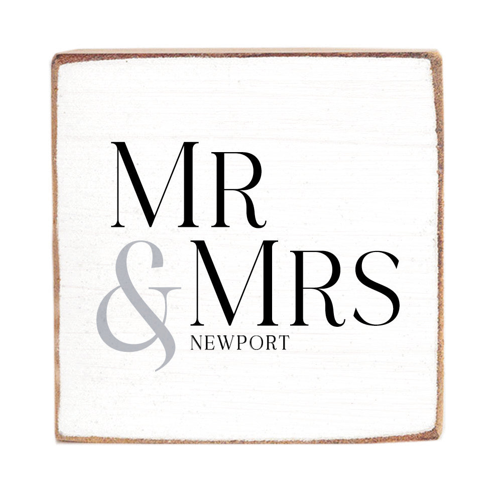 Mr & Mrs White/Black Personalized Block Sign
