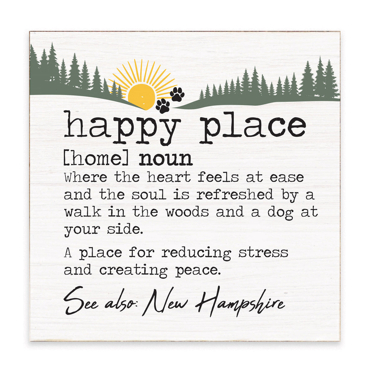 Happy Place Woods & Dog Personalized Block Sign