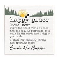 Happy Place Woods & Dog Personalized Block Sign