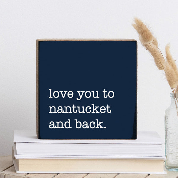 Love You To Navy Personalized Block Sign